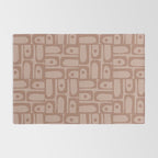 Mid Century Modern Piquet Abstract Multi Geometric Pattern in Mocha Brown Monochrome Rug Gallery Image 2