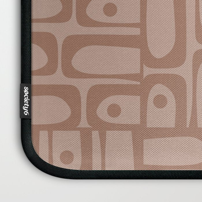 Mid Century Modern Piquet Abstract Multi Geometric Pattern in Mocha Brown Monochrome Laptop Sleeve Gallery Image 3