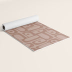 Mid Century Modern Piquet Abstract Multi Geometric Pattern in Mocha Brown Monochrome Yoga Mat Gallery Image 2