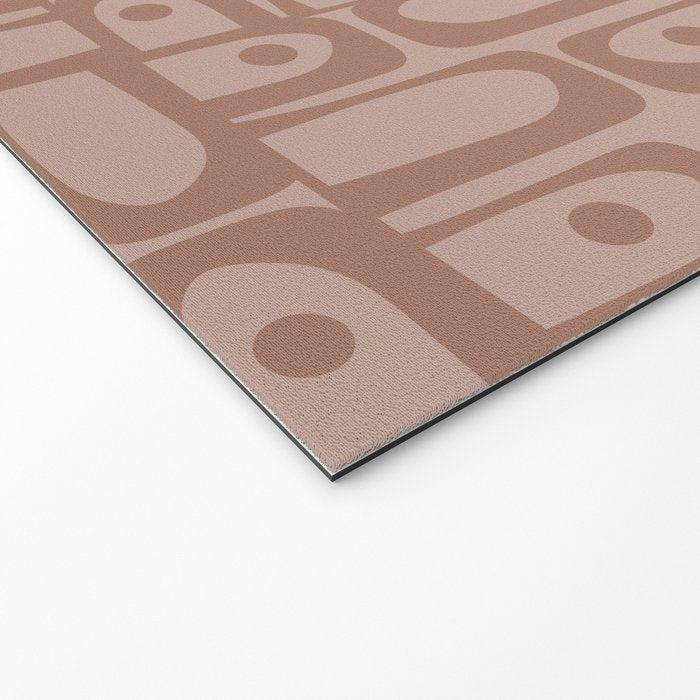 Mid Century Modern Piquet Abstract Multi Geometric Pattern in Mocha Brown Monochrome Welcome Mat Gallery Image 2