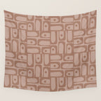 Mid Century Modern Piquet Abstract Multi Geometric Pattern in Mocha Brown Monochrome Wall Tapestry Gallery Image 4