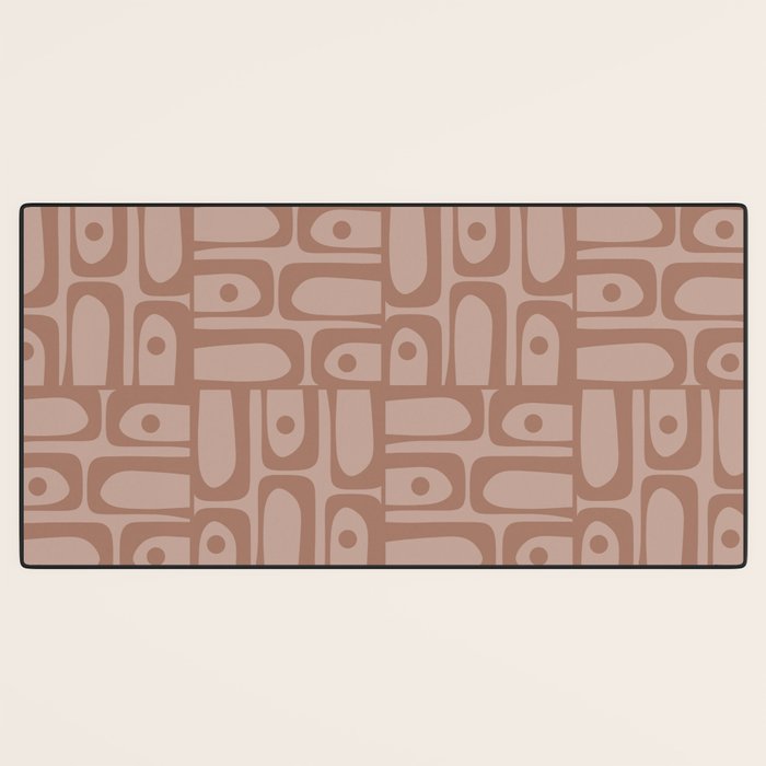 Mid Century Modern Piquet Abstract Multi Geometric Pattern in Mocha Brown Monochrome Desk Mat Gallery Image 3