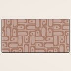 Mid Century Modern Piquet Abstract Multi Geometric Pattern in Mocha Brown Monochrome Desk Mat Gallery Image 3
