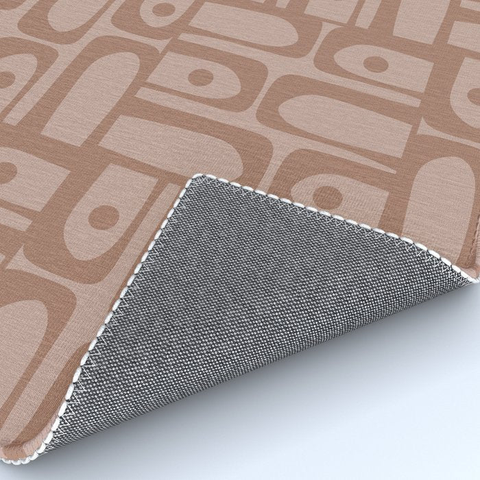 Mid Century Modern Piquet Abstract Multi Geometric Pattern in Mocha Brown Monochrome Rug Gallery Image 4