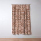 Mid Century Modern Piquet Abstract Multi Geometric Pattern in Mocha Brown Monochrome Window Curtain Gallery Image 3