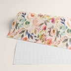 Hand painted ivory pink brown watercolor country floral Wrapping Paper Gallery Image 2