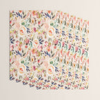 Hand painted ivory pink brown watercolor country floral Wrapping Paper Gallery Image 3