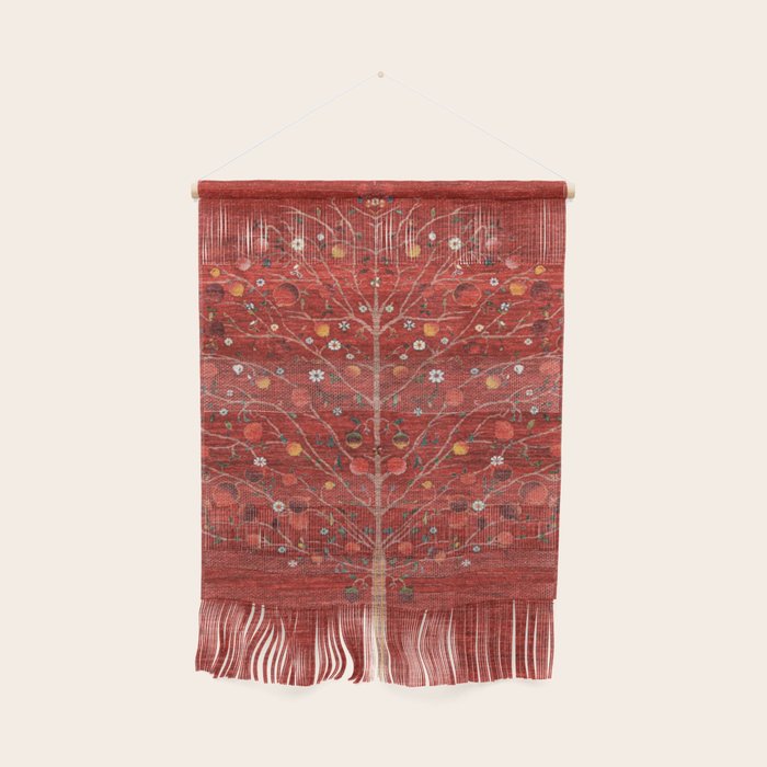 Pomegranate Tree Antique Persian Rug Pattern Wall Hanging Gallery Image 1