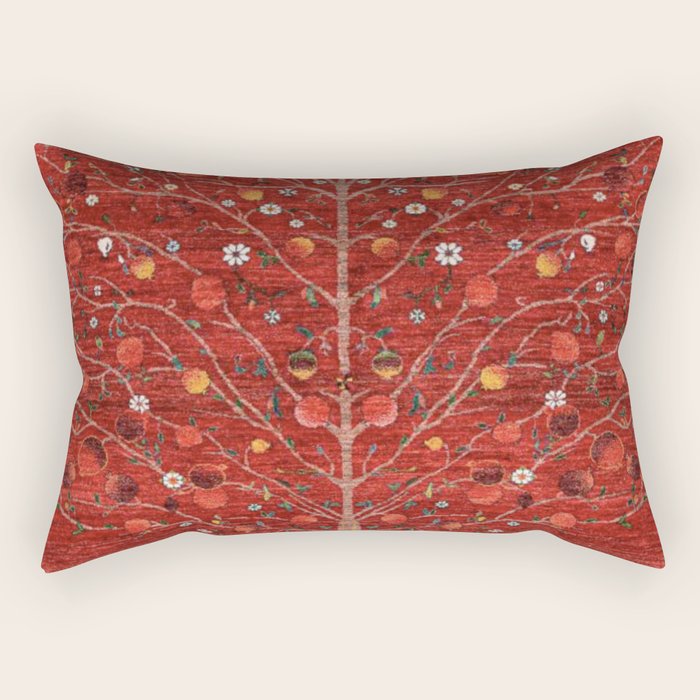 Pomegranate Tree Antique Persian Rug Pattern Rectangular Pillow Gallery Image 1