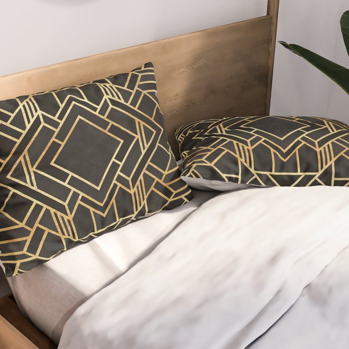 Art Deco Black Pillow Sham Gallery Image 2