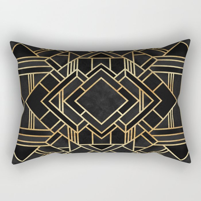 Art Deco Black Rectangular Pillow Gallery Image 1
