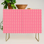 Cozy Vintage Cottage Flowers and Stripes Pattern in Pink Punch and Cream Credenza Gallery Image 1