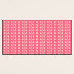 Cozy Vintage Cottage Flowers and Stripes Pattern in Pink Punch and Cream Desk Mat Gallery Image 3