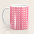 Cozy Vintage Cottage Flowers and Stripes Pattern in Pink Punch and Cream Coffee Mug Gallery Image 3