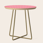 Cozy Vintage Cottage Flowers and Stripes Pattern in Pink Punch and Cream Side Table Gallery Image 1