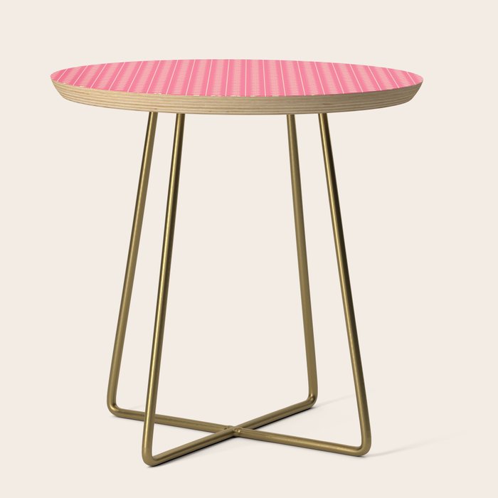 Cozy Vintage Cottage Flowers and Stripes Pattern in Pink Punch and Cream Side Table Gallery Image 1