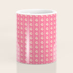 Cozy Vintage Cottage Flowers and Stripes Pattern in Pink Punch and Cream Coffee Mug Gallery Image 4