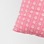 Cozy Vintage Cottage Flowers and Stripes Pattern in Pink Punch and Cream Pillow Sham Gallery Image 4
