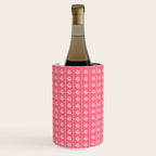 Cozy Vintage Cottage Flowers and Stripes Pattern in Pink Punch and Cream Wine Chiller Gallery Image 1