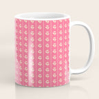 Cozy Vintage Cottage Flowers and Stripes Pattern in Pink Punch and Cream Coffee Mug Gallery Image 1