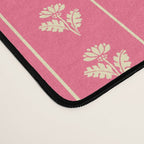 Cozy Vintage Cottage Flowers and Stripes Pattern in Pink Punch and Cream Desk Mat Gallery Image 4