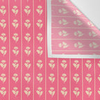 Cozy Vintage Cottage Flowers and Stripes Pattern in Pink Punch and Cream Wall Tapestry Gallery Image 3