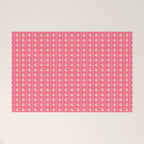Cozy Vintage Cottage Flowers and Stripes Pattern in Pink Punch and Cream Welcome Mat Gallery Image 1
