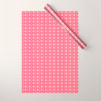 Cozy Vintage Cottage Flowers and Stripes Pattern in Pink Punch and Cream Wrapping Paper Gallery Image 1