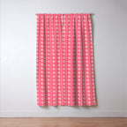 Cozy Vintage Cottage Flowers and Stripes Pattern in Pink Punch and Cream Window Curtain Gallery Image 3