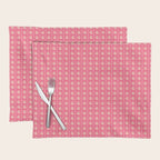 Cozy Vintage Cottage Flowers and Stripes Pattern in Pink Punch and Cream Placemat Gallery Image 1