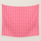 Cozy Vintage Cottage Flowers and Stripes Pattern in Pink Punch and Cream Wall Tapestry Gallery Image 4