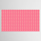 Cozy Vintage Cottage Flowers and Stripes Pattern in Pink Punch and Cream Tablecloth Gallery Image 2