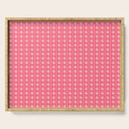 Cozy Vintage Cottage Flowers and Stripes Pattern in Pink Punch and Cream Serving Tray Gallery Image 1