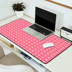 Cozy Vintage Cottage Flowers and Stripes Pattern in Pink Punch and Cream Desk Mat Gallery Image 2