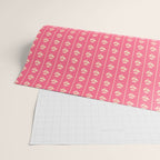 Cozy Vintage Cottage Flowers and Stripes Pattern in Pink Punch and Cream Wrapping Paper Gallery Image 2