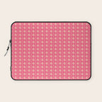 Cozy Vintage Cottage Flowers and Stripes Pattern in Pink Punch and Cream Laptop Sleeve Gallery Image 1