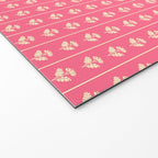 Cozy Vintage Cottage Flowers and Stripes Pattern in Pink Punch and Cream Welcome Mat Gallery Image 2