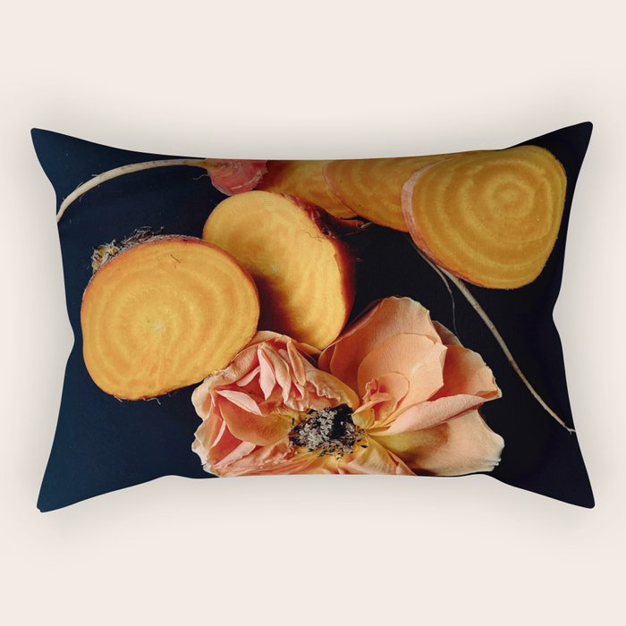 Moody Orange Beets and Rose Rectangular Pillow Gallery Image 1