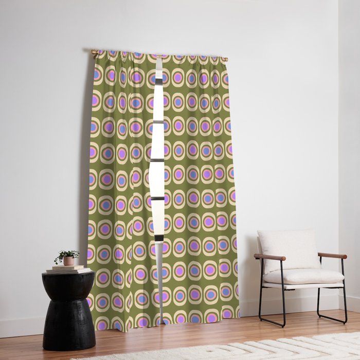 Mid-century Modern Pattern - Olive, Pink and Blue Window Curtain Gallery Image 2