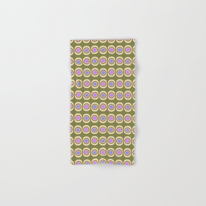 Mid-century Modern Pattern - Olive, Pink and Blue Bath Towel Gallery Image 1