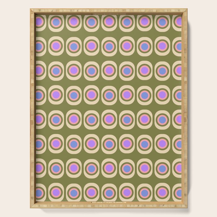 Mid-century Modern Pattern - Olive, Pink and Blue Serving Tray Gallery Image 1
