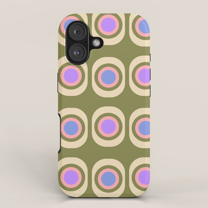 Mid-century Modern Pattern - Olive, Pink and Blue iPhone Case Gallery Image 1
