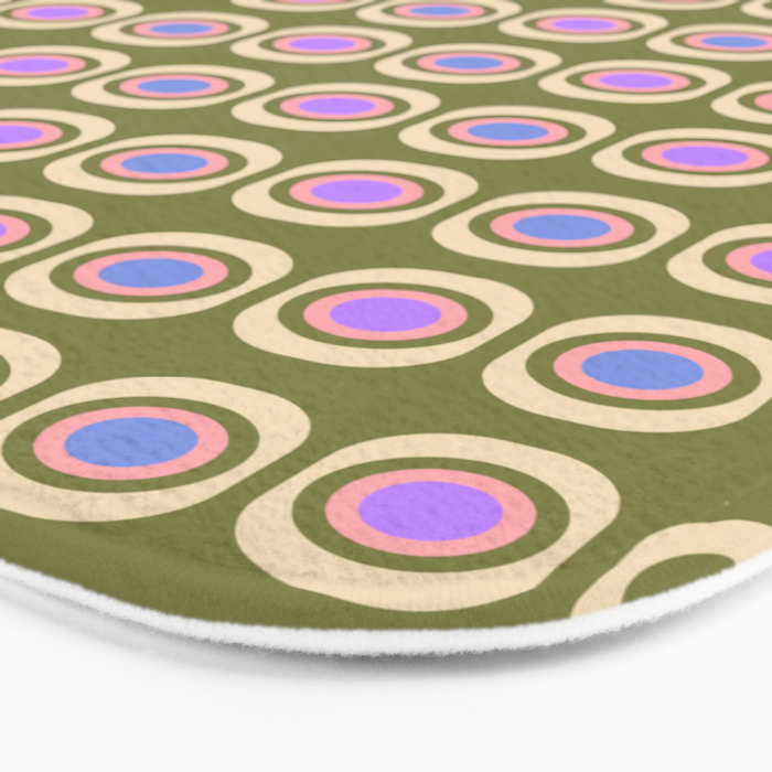Mid-century Modern Pattern - Olive, Pink and Blue Bath Mat Gallery Image 3