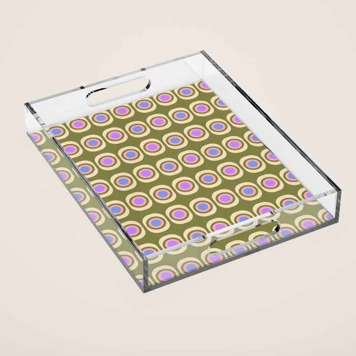 Mid-century Modern Pattern - Olive, Pink and Blue Acrylic Tray Gallery Image 1