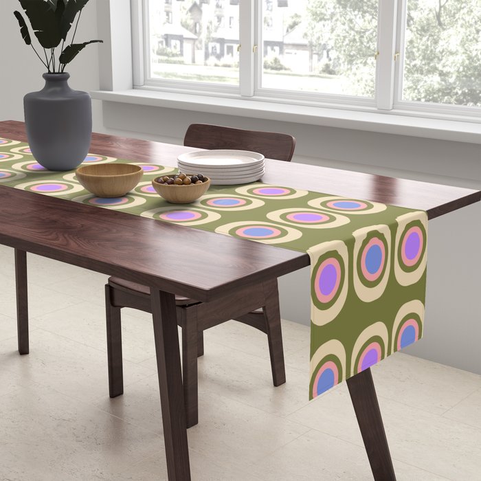 Mid-century Modern Pattern - Olive, Pink and Blue Table Runner Gallery Image 2