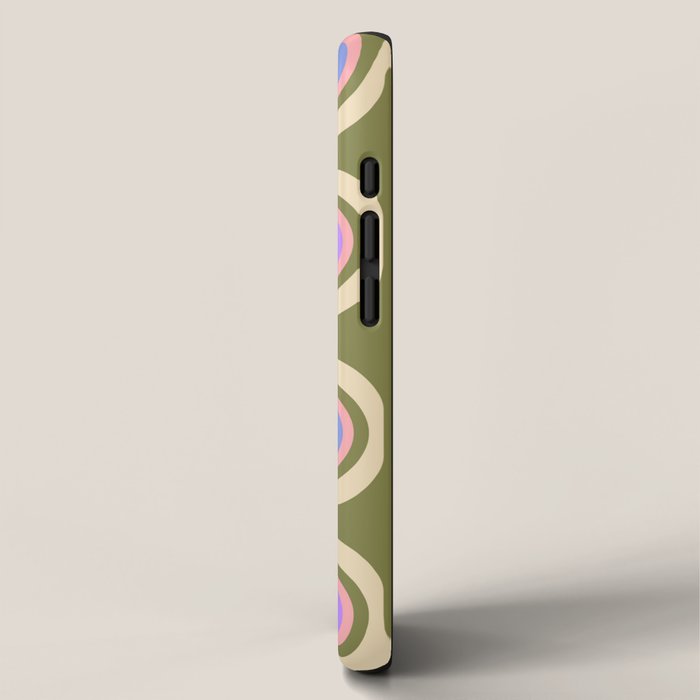 Mid-century Modern Pattern - Olive, Pink and Blue iPhone Case Gallery Image 2