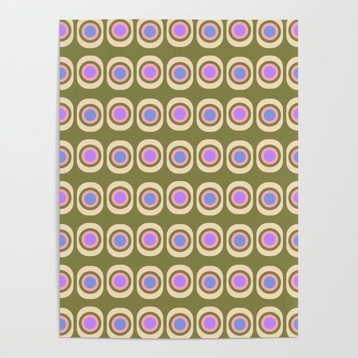 Mid-century Modern Pattern - Olive, Pink and Blue Poster Gallery Image 4