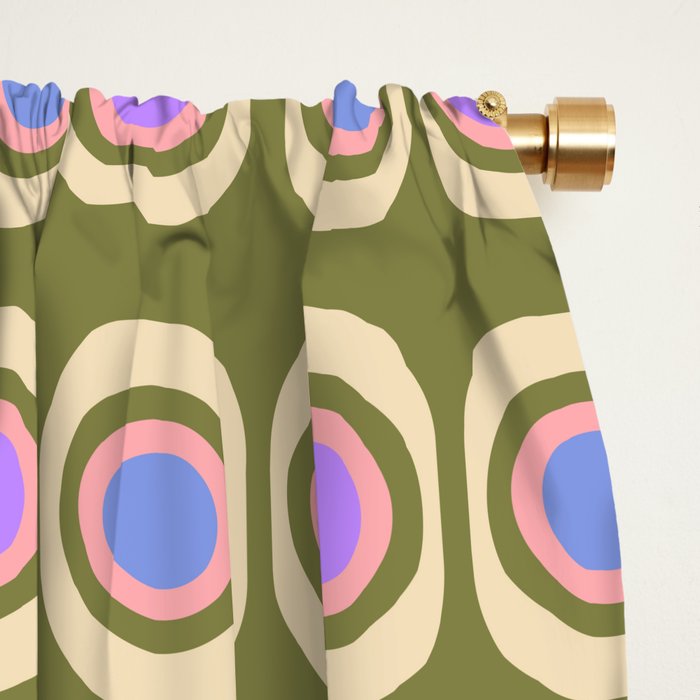 Mid-century Modern Pattern - Olive, Pink and Blue Window Curtain Gallery Image 2