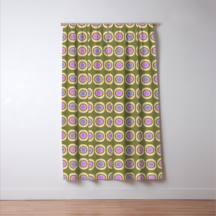 Mid-century Modern Pattern - Olive, Pink and Blue Window Curtain Gallery Image 3