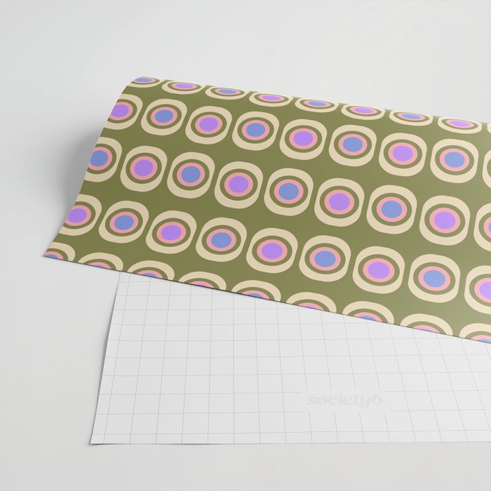Mid-century Modern Pattern - Olive, Pink and Blue Wrapping Paper Gallery Image 2